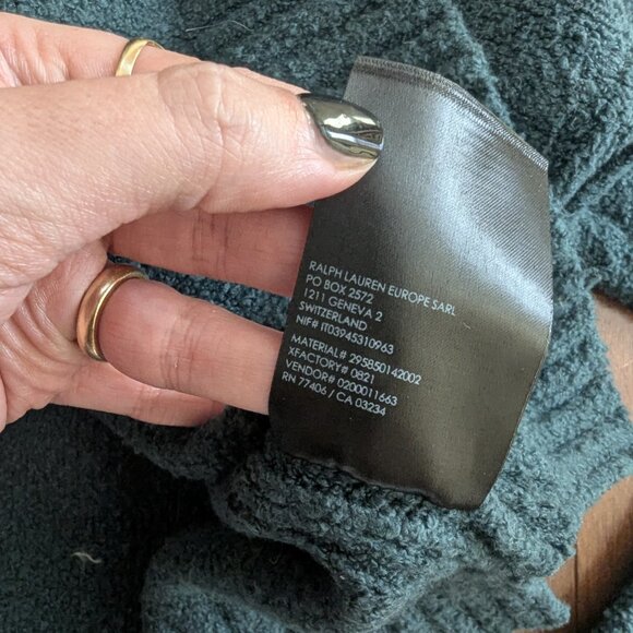 FOREST GREEN RALPH LAUREN VINTAGE KNIT HOODIE - Picture 4 of 4